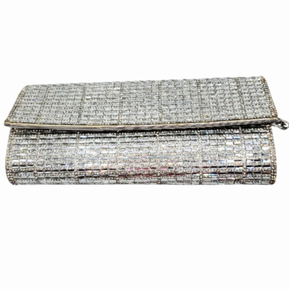 Starlet Silver Rhinestone Evening Clutch‎ Purse w/ Chain Strap – Sparkly
